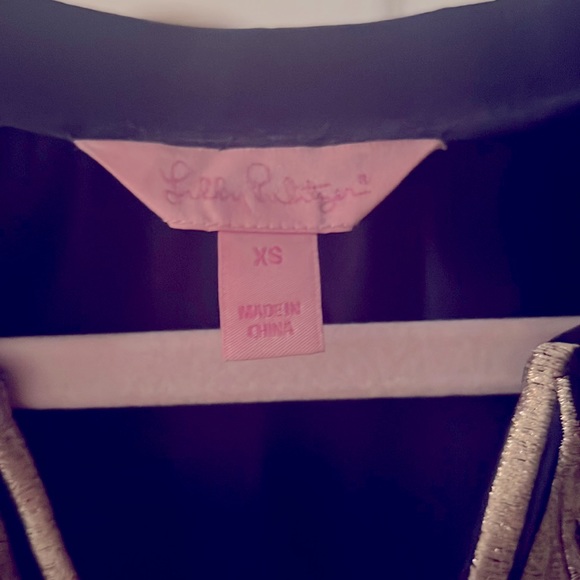 NWOT - ***STUNNING SILK NAVY LILLY DRESS WITH GOLD EMBROIDERY*** - Picture 2 of 5